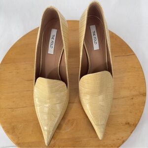 The Fold London Ravello Heels in Ecru Croc-embossed Leather Shoes Italy Size 39